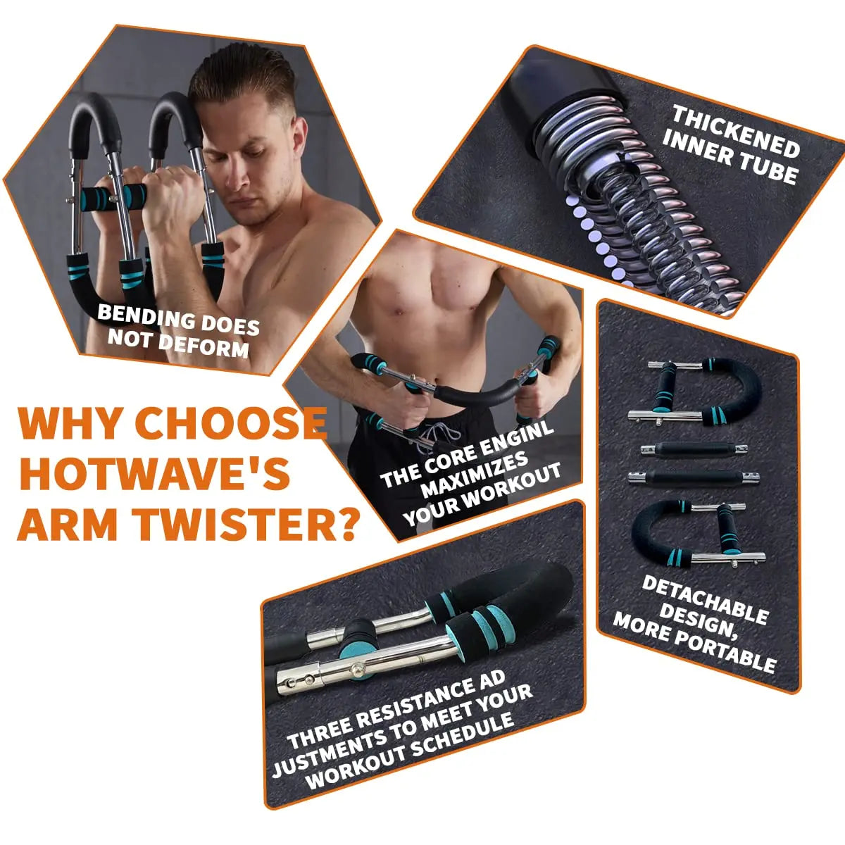 HOTWAVE Arm Trainer, Adjustable Chest Workout Equipment, Arm Trainer for Men, Chest Trainer for Men, Shoulder Muscle Training, Portable Spring Resistance Home Fitness Equipment